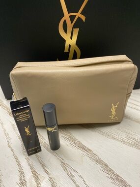 YSL Faux Leather Cosmetic Pouch and Mascara Set